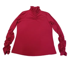 Susan Graver Turtleneck Long Sleeve Ruffle Top Women's XXS, Pinkish Purple