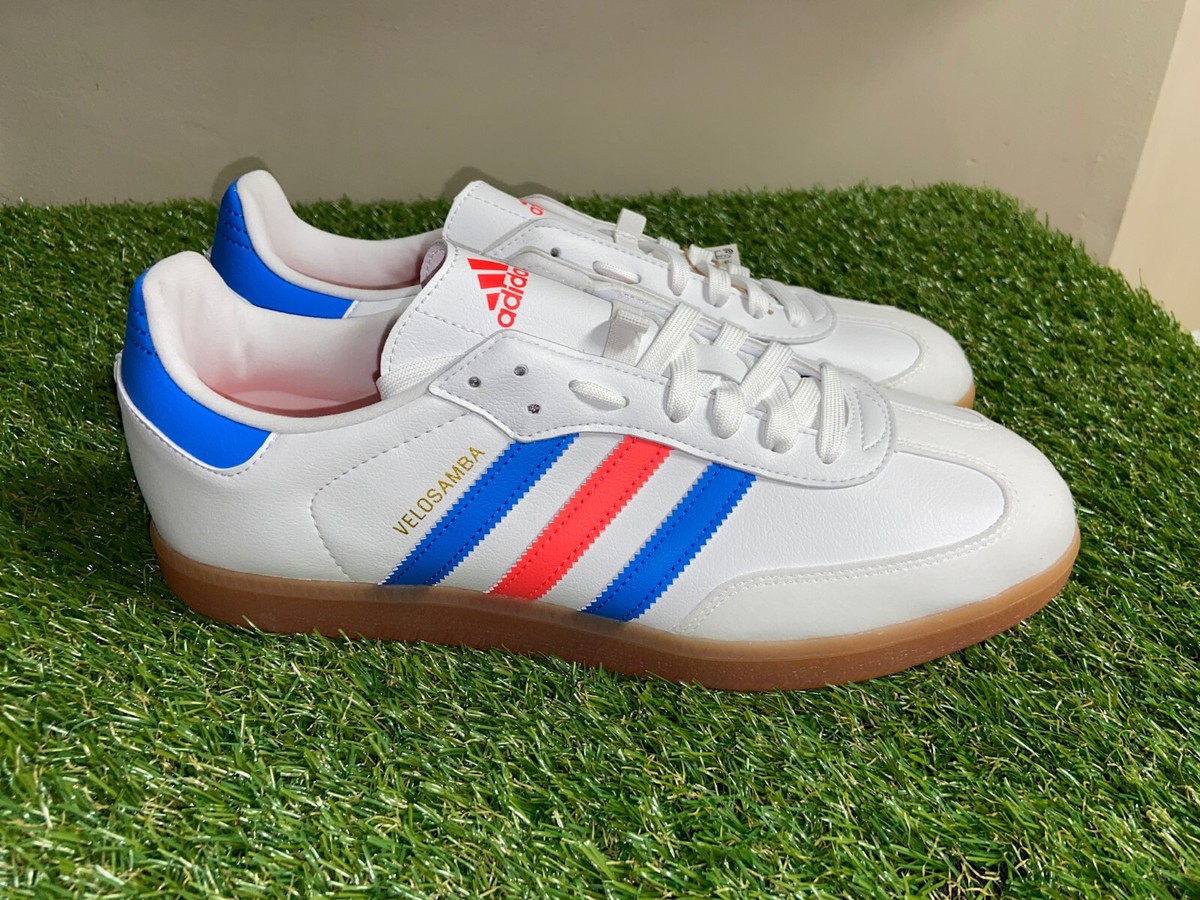 Adidas VeloSamba Vegan White Blue Rush Cycling Shoes Mens