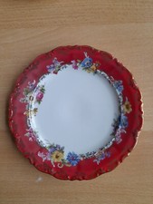 Prunkteller, Waldershof Bavaria, Handarbeit, 22 Karat Gold, Rot, 19cm