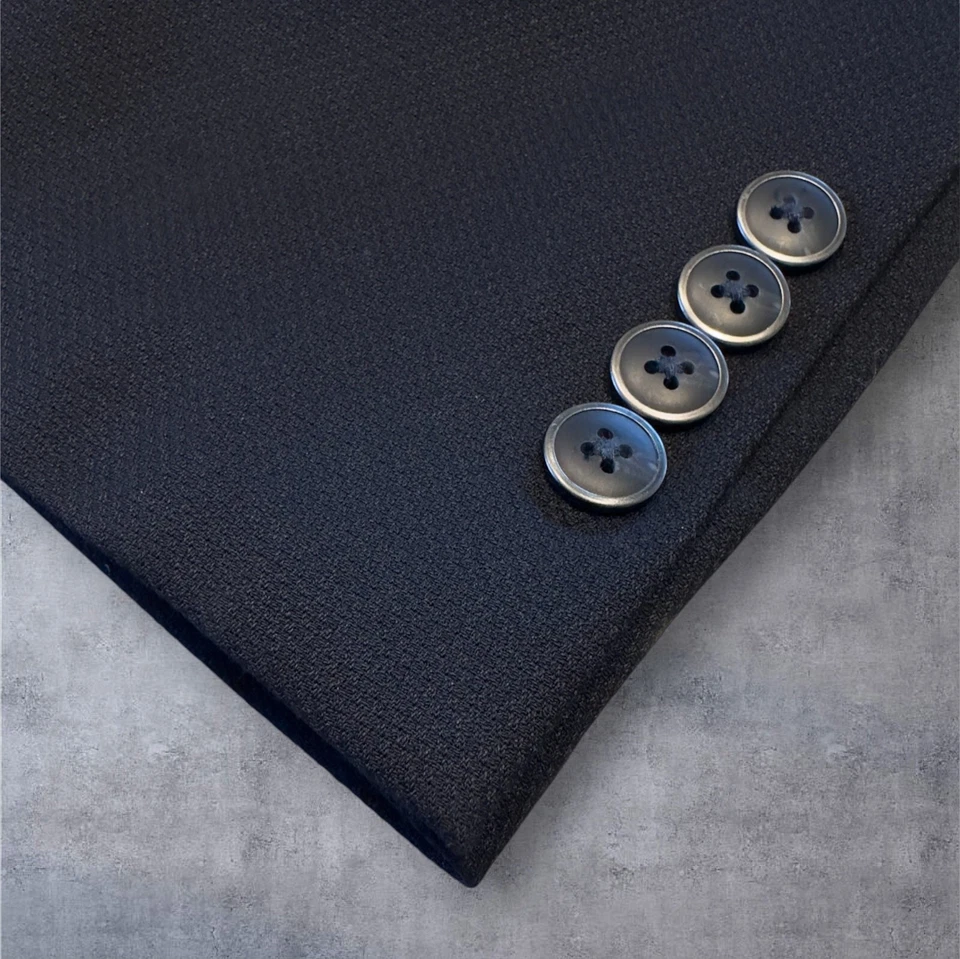 PRONTO UOMO Hombres Blazer Abrigo Deportivo Chaqueta de Dos Botones 44L Negro Strech LANA Foto 4 de 4