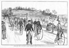 HIGHWHEEL BICYCLES LEAGUE OF AMERICAN WHEELMEN PARADE ON RIVERSIDE DRIVE