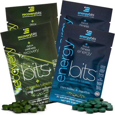 Energybits/Recoverybits - Organic Spirulina & Chlorella Tablets - Single Serving