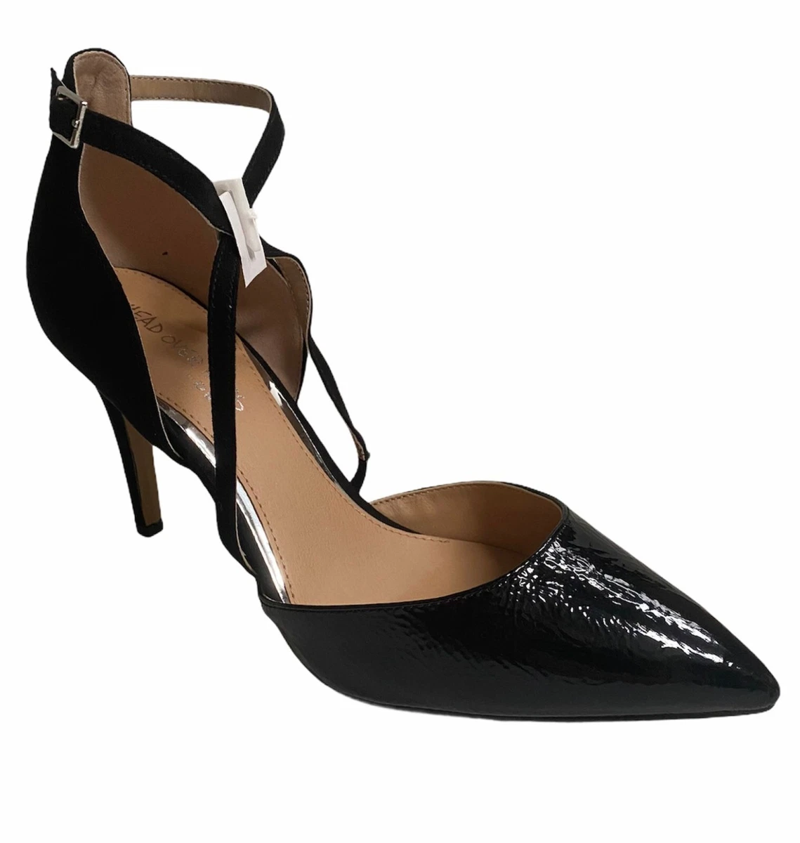 Head Over Heels Womens Slip On Black Patent Strappy Pointed Court