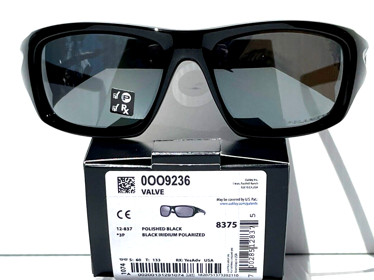 Oakley VALVE Shiny Black POLARIZED Black Iridium Lens Sunglass