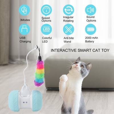 Interaktiver Katzenspielzeug elektrischer quietschender rollender Ball USB wiederaufladbar Smart Au FST