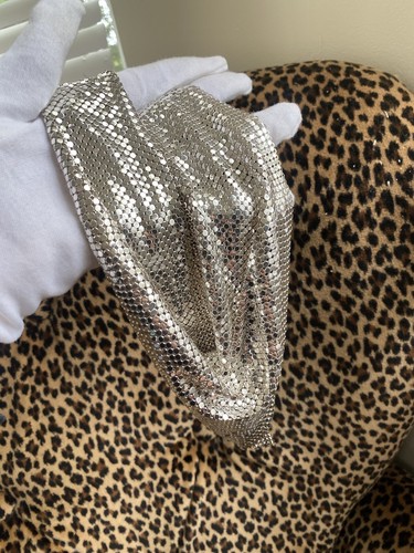 Vintage WHITING & DAVIS Bag Purse Co Silver Tone Mesh Necklace Disco Retro Video - Picture 9 of 18