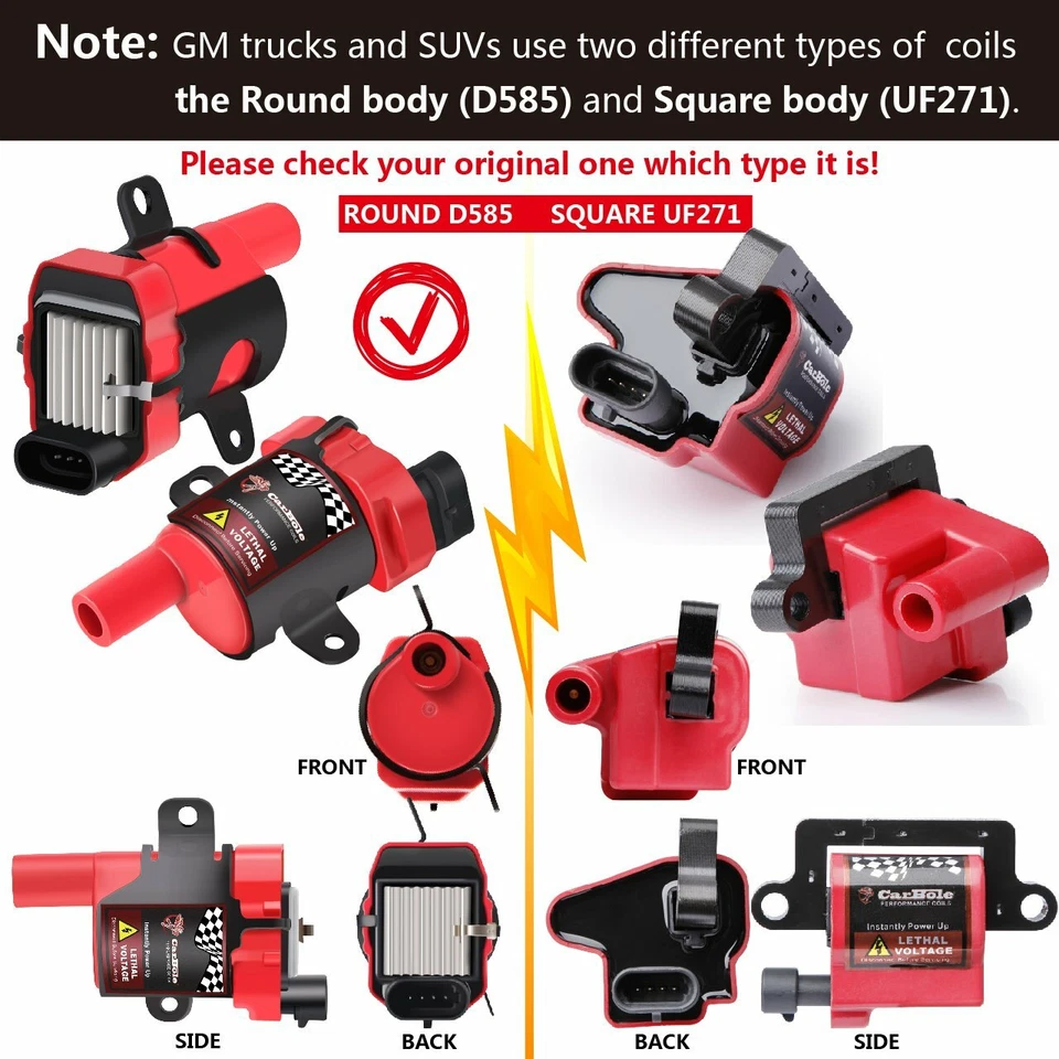 Bobina de encendido 8X D585 con bujía para Chevy Silverado GMC Hummer 4,8 5,3 6,0 L Foto 4 de 4