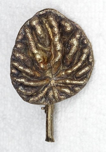 Vintage Vermeil Sterling Flora Danica Denmark Leaf Brooch