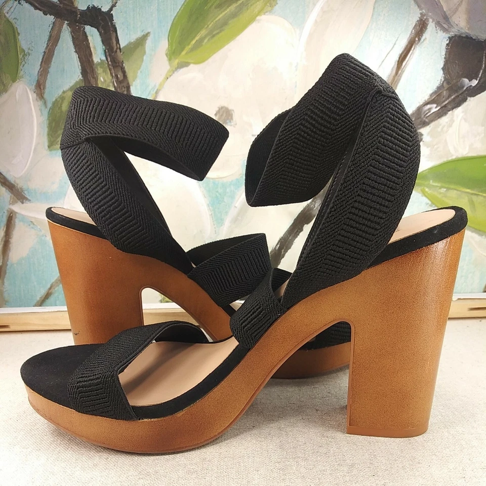 Zapatos para mujer INC sandalias tacón negro elástico talla 8 SKU#09071 Foto 3 de 4