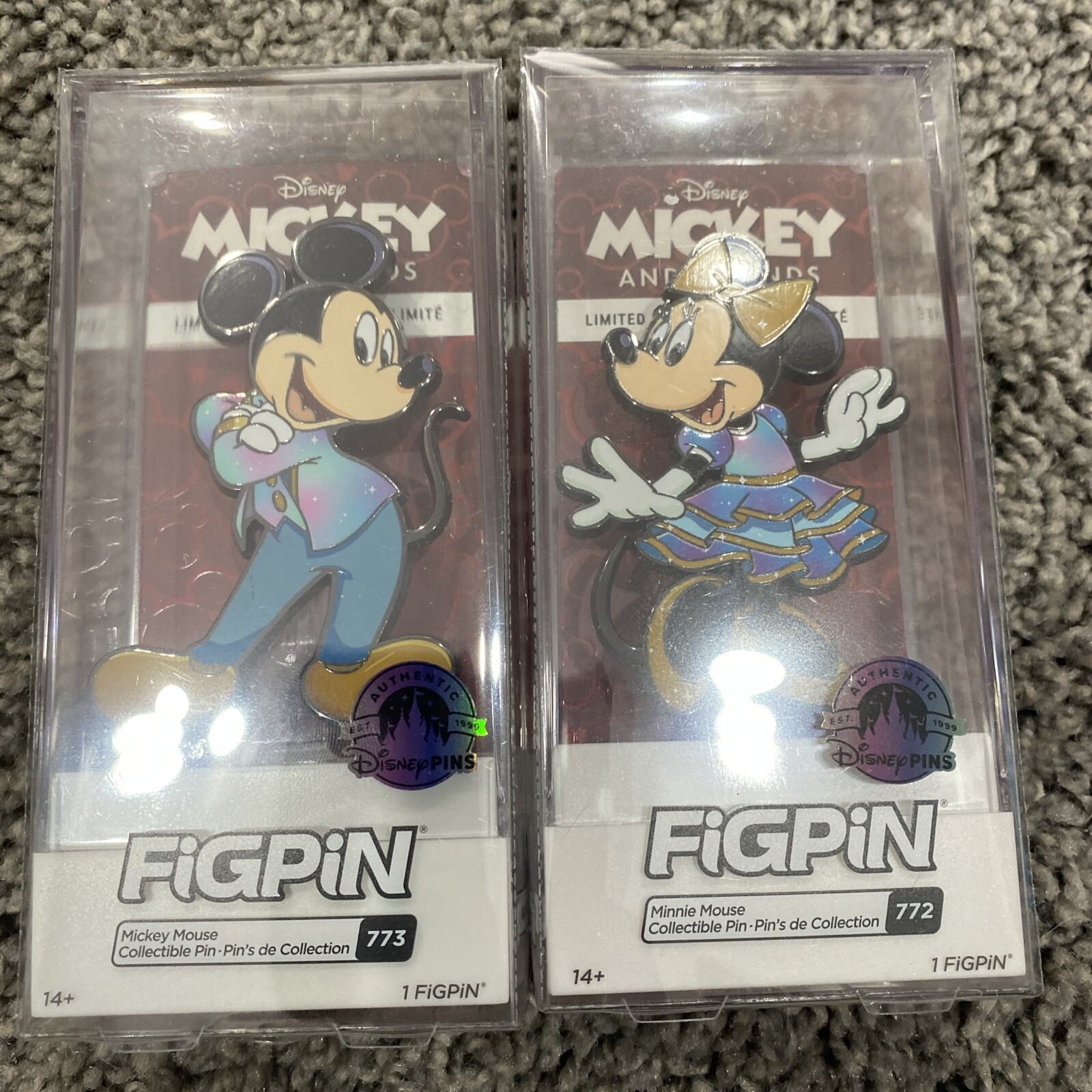 Set Of 2 FIGPINs  #772 & #773 Mickey & Minnie Pins WDW 50th Anniversary LImited