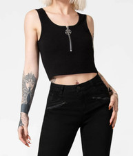 Killstar Mortem Rib Top Goth Crop Tank Pentagram Zipper Grunge Punk KSRA005648