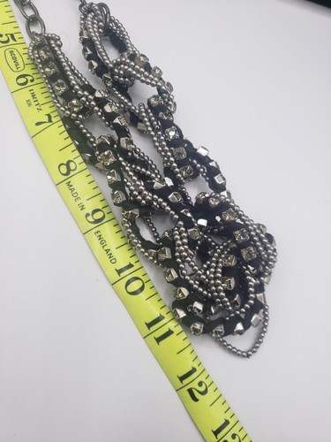 Banana Republic Womens Necklace Crystal Beaded Black Silver 12" Whimsygoth Y2K - Picture 7 of 9