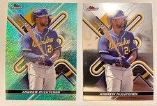 2022 Topps Finest Andrew McCutchen #80 AQUA SHIMMER REFRACTOR #'d /175 & BASE