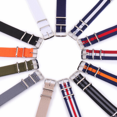 18mm 20mm 22mm 24mm Canvas Military Nylon Watch Strap Band