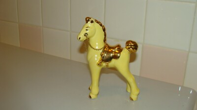 Vintage Ceramic Adorable Little Horse with Gold Trim Figurine 5.3