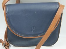 Borsa a mano donna In Pell blu con manico in pelle tracolla regolabile