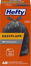 Hefty Easy Flaps Multipurpose Large Trash Bag Unscented 30 Gallon 14 or 40 Count