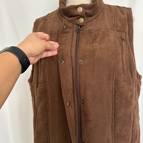 Relativity Vest Faux Suede Brown Quilted Padded Sleeveless Jacket Women XL - Picture 3 of 11