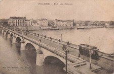 CPA RÜCKSEITE GRÜN LOIRE 42 ROANNE PONT DU COTEAU SCHÖNE ANIMATION STRAßENBAHN