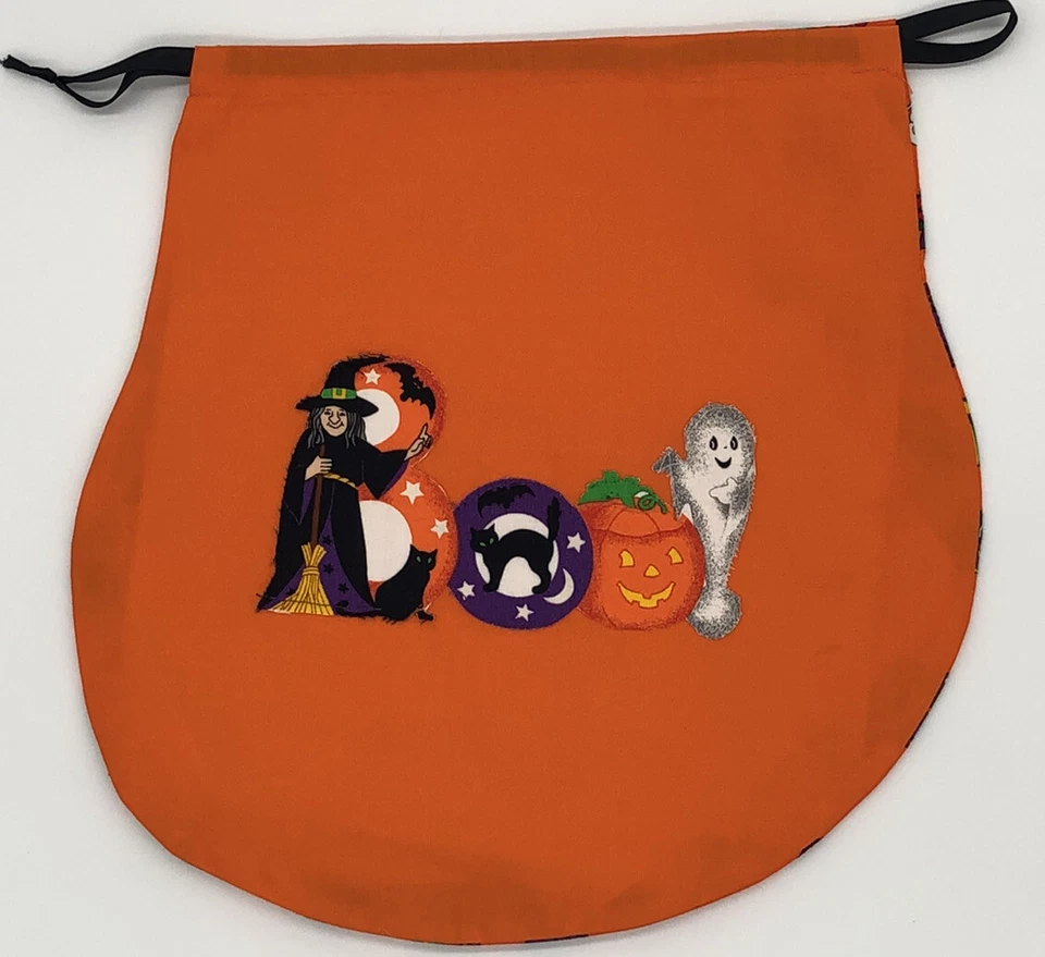 Trick Or Treat Candy Bag Glow in Dark Fun Spooky Words / Orange BOO Witch Ghost - Image 2 of 4