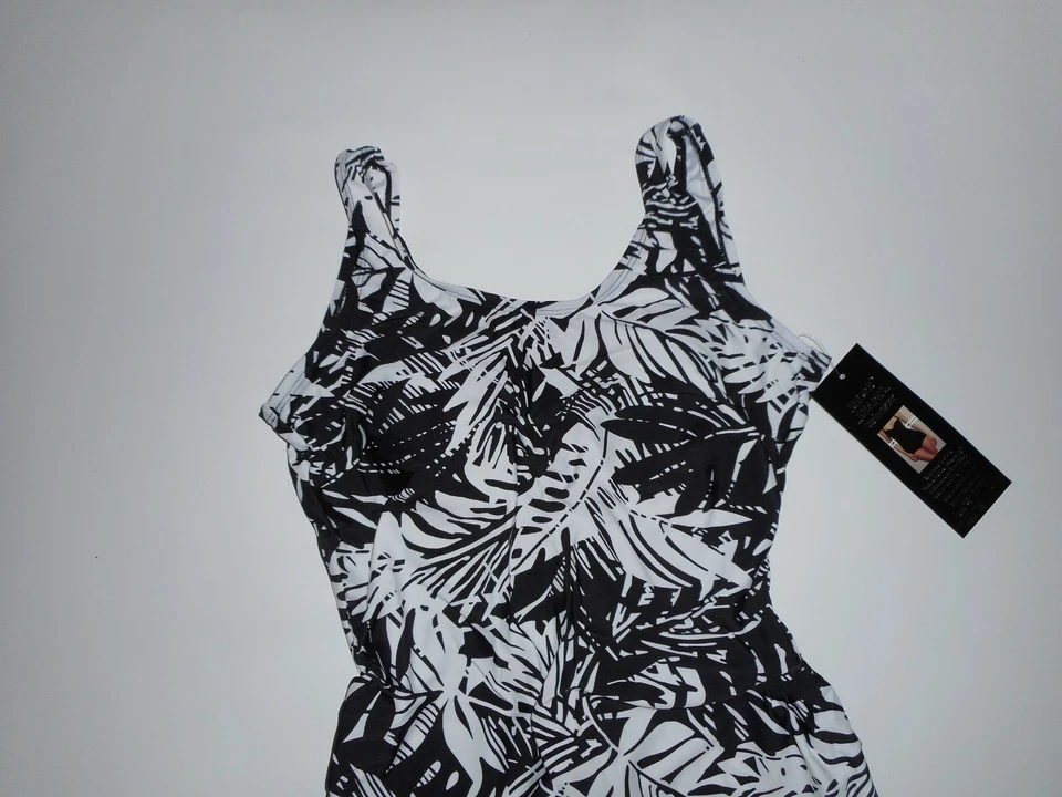 TRAJE DE BAÑO SHORE SHAPES Negro Blanco CONTROL ABDOMEN Traje de baño Mujer Talla 10 NUEVO Foto 2 de 4