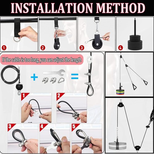 Weight Cable Pulley System Gym Professional Home Gym Equipment Upgraded Fitness - Picture 4 of 9
