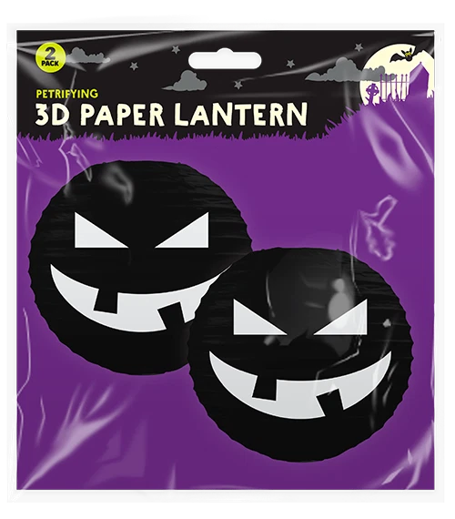 Pumpkin Paper Lantern 2 Pack Black Halloween Party Decoration Jack O'Lantern UK - Image 2 of 3