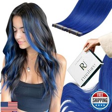 RUNATURE Tape in Extensions Blue Colored Invisible Tape in Hair Extensions Hu