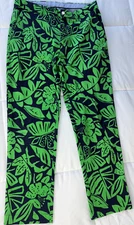 Polo Golf Ralph Lauren Loud Pants Tropical Leaves Mens Size 32/30 Green/Blue