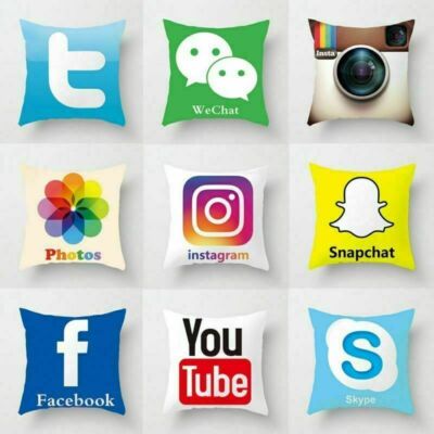 16'' x 16'' Social Media Cushion Covers | Microfiber Pillow Cover | Decor | US 