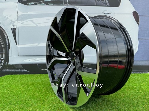 4 x 23 Inch 5x112 Black Polished Wheels: Fits For Audi Q5 Q7 Q8 S-Line - Picture 6 of 9