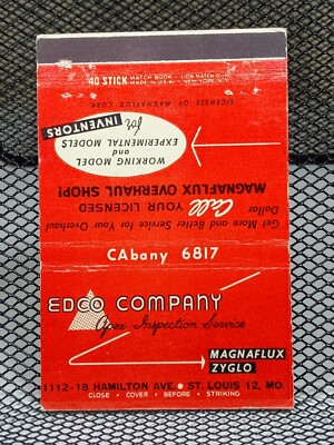 St Louis MO Edco Magnaflux Tooling Vtg Collectible Matchbook Cover Missouri
