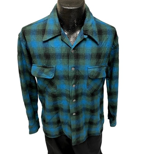 トップス 60s Darwin open collar wool shirt DRAWING OG OPEN COLLAR S/S SHIRT – XLARGE