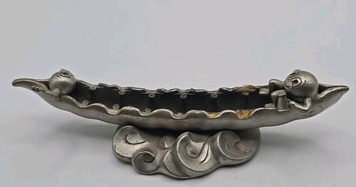 Vintage London Pewter Incense Holder – Figural 2 Peas In A Pod  w/ Characters  - Picture 1 of 10