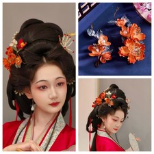 Plum Blossom Silk Flower Hairpin Chinese Hanfu Style Vintage Hair Accessory