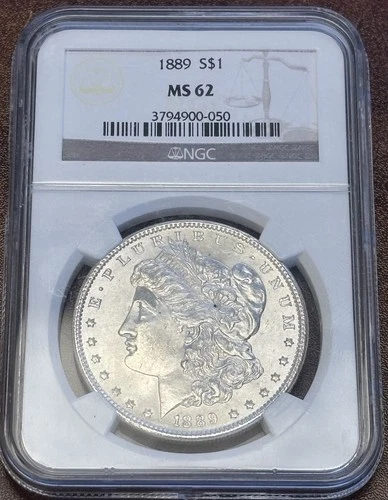1889 Morgan Silver Dollar NGC MS-62. LOW MINTAGE
