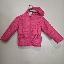 Disney Collection Girls Minnie Mouse Pink Hooded Puffer Jacket Full Zip 5/6 Cozy