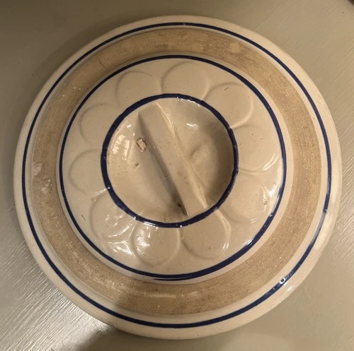 Red Wing 3 Gallon Crock Water Cooler Lid Stoneware Daisy Petal Bar Handle Cobalt