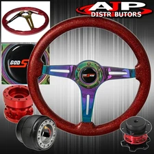 Extender Quick Release For 86-98 Rx7 + Sparkle Red Neo Chrome Steering Wheel