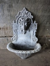 Reclaimed English Cast Lead Rams Head Wall Fountain Architectural Salvage
