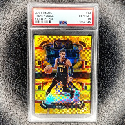 POP 2 TRAE YOUNG /10 Courtside GOLD CHECKERBOARD Prizm PSA 10 2023 Select #43