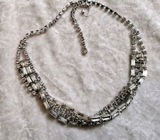 Vintage 4 Row Rhinestone Choker Necklace