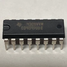 Lot of 95 Texas Instruments CD4049UBE IC INVERTER 6CH 1-INP 16DIP 4586-01