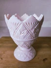 Vintage Jeannette Pink Milk Glass NAPCO 2255 Footed Compote Planter Vase
