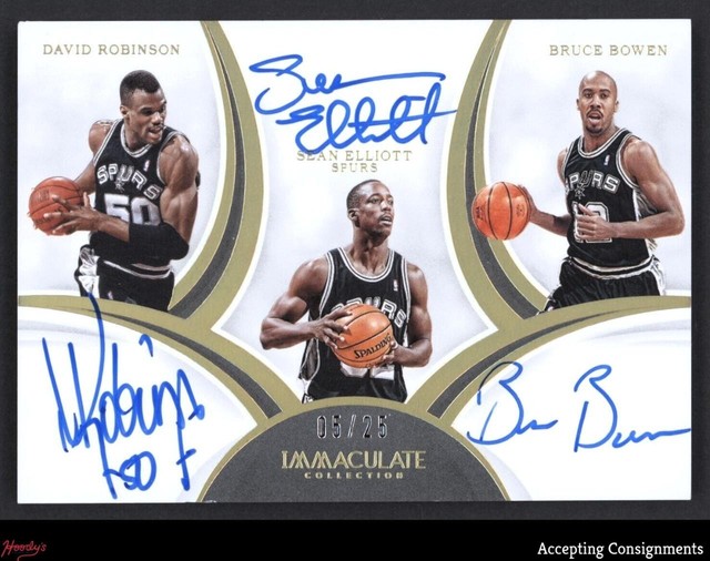 2018-19 Immaculate David Robinson, Sean Elliott, Bruce Bowen TRIPLE AUTO 05/25