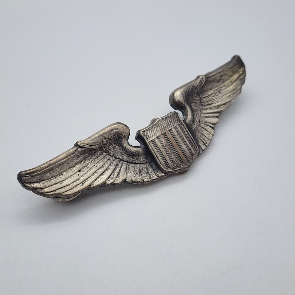 WWII USAAF United States Air Force Pilot Sterling Silver Wings Pin | eBay