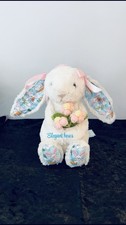 AUTHENTIC    Jellycat Bashful Cream Custom Easter Bunny Holding Flowers