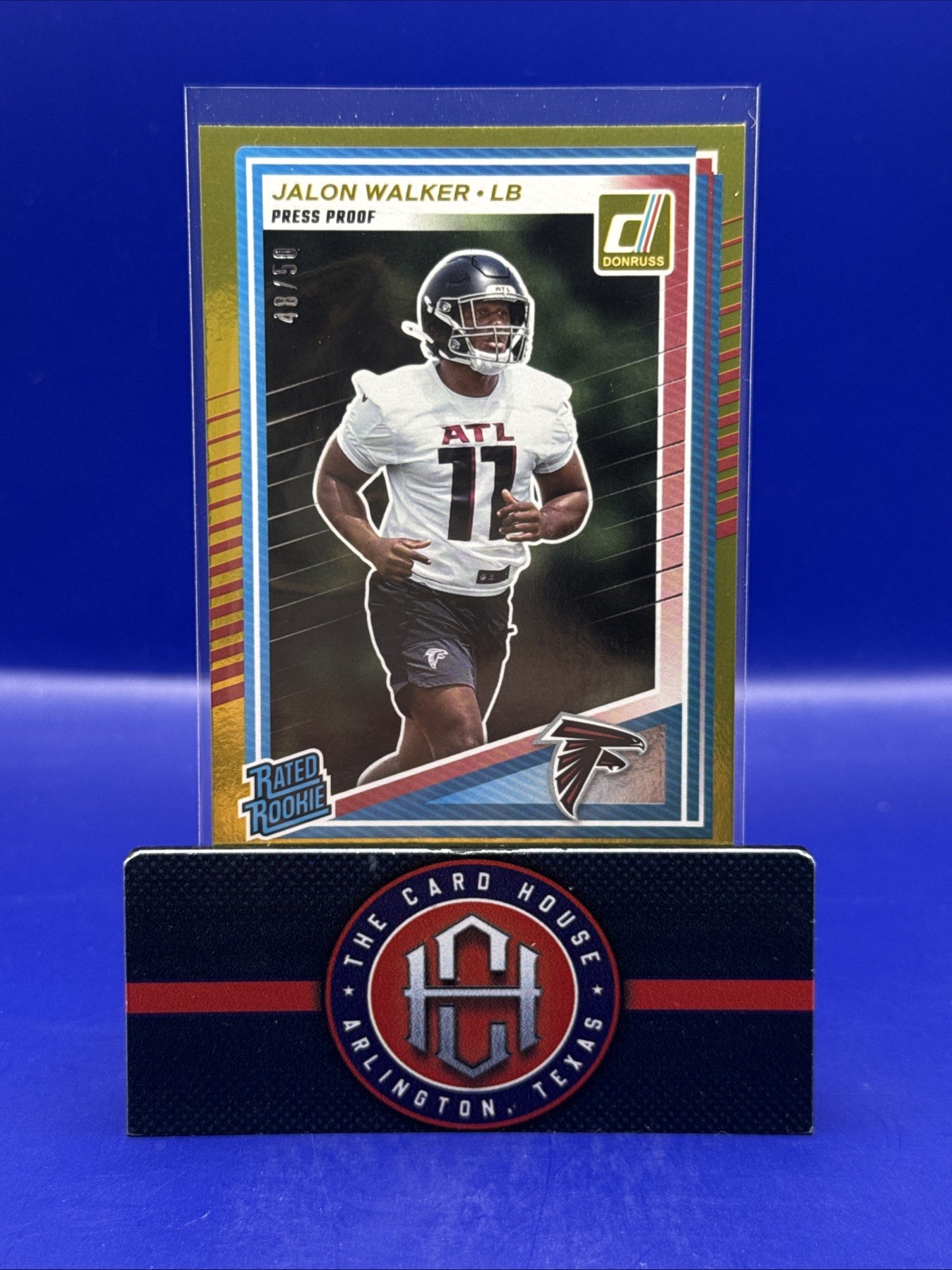 2025 Donruss Jalon Walker Gold Press Proof Rated Rookie /50 Atlanta Falcons BM1