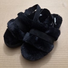 Koolaburra by UGG Slippers Womens 7 Fuzz'd Out Slingback Black Sherpa 1134590