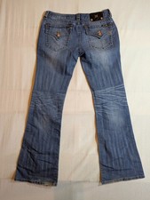 Miss Me Jeans Women's 31 Signature Boot Cut Mid-Rise Cowgirl Western Denim Blue
